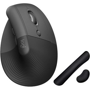 Logitech Core 910-006466 Ergo Series Lift Vertical Ergonomic Wireless Mouse Bluetooth/USB Graphite Bundle with Deco Essentials Keyboard and Mouse Gel Memory Foam Wrist Pads