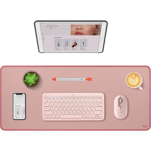 Logitech Desk Mat – Studio Series, Multifunctional Large Desk Pad, Extended Mouse Mat, Office Desk Protector with Anti-Slip Base, Spill-Resistant Durable Design, in Lilac(Darker Rose)