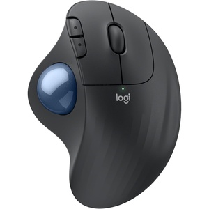 Logitech Ergo M575S Wireless Trackball Mouse, Wireless Ergonomic Mouse with Bluetooth and Encrypted Dongle, Comfortable Thumb Control, Precise and Smooth Tracking, for PC/Mac – Black Silver Ball(Graphite + Blue Ball)