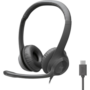 Logitech H390 Wired Headset for PC/Laptop, Stereo Headphones with Noise Cancelling Microphone, USB-A, in-Line Controls, Works with Chromebook – Black(Graphite)