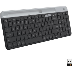Logitech K585 Multi-Device Slim Wireless Keyboard, Built-in Cradle for Device; for Laptop, Tablet, Desktop, Smartphone, Win/Mac, Bluetooth/Receiver, Compact, Easy Switch, 24 Month Battery – Rose(Graphite)