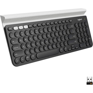 Logitech K780 Multi-Device Wireless Keyboard for Computer, Phone and Tablet – Flow Cross-Computer Control Compatible – Speckles, White