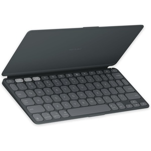 Logitech Keys-to-Go 2 Portable Bluetooth Keyboard for Tablet with Built-in Cover, Slim and Compact Wireless Keyboard for Windows, Android, Linux, iPad, iPhone, Mac, Apple TV – Pale Grey(Graphite)