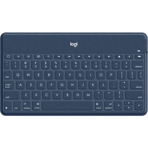 Logitech Keys-to-Go 2 Portable Bluetooth Keyboard for Tablet with Built-in Cover, Slim and Compact Wireless Keyboard for Windows, Android, Linux, iPad, iPhone, Mac, Apple TV – Pale Grey(Classic Blue)