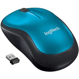 Logitech M185 Wireless Mouse, 2.4GHz with USB Mini Receiver, 12-Month Battery Life, 1000 DPI Optical Tracking, Ambidextrous, Compatible with PC, Mac, Laptop – Swift Grey(Blue)