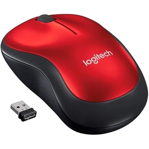 Logitech M185 Wireless Mouse, 2.4GHz with USB Mini Receiver, 12-Month Battery Life, 1000 DPI Optical Tracking, Ambidextrous, Compatible with PC, Mac, Laptop – Swift Grey(Red)