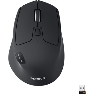 Logitech M720 Triathlon Multi-Device Wireless Mouse, Bluetooth, USB Unifying Receiver, 1000 DPI, 6 Programmable Buttons, 2-Year Battery, Compatible with Laptop, PC, Mac, iPadOS – Black(M720)