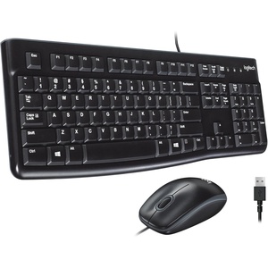 Logitech MK120 Wired Keyboard and Mouse Combo for Windows, Optical Wired Mouse, Full-Size Keyboard, USB Plug-and-Play, Compatible with PC, Laptop – Black