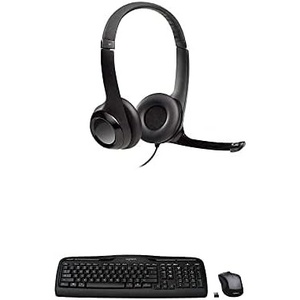 Logitech MK335 Wireless Keyboard and Mouse Combo H390 Wired Headset