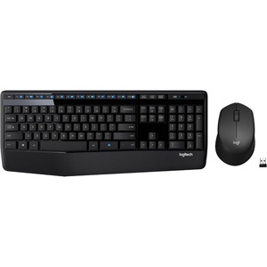 Logitech MK345 Wireless Keyboard and Mouse Combo with Palm Rest, 2.4 GHz USB Receiver, Compatible with PC, Laptop, Black(Combo)