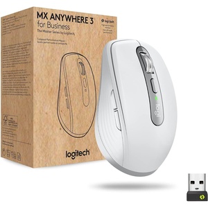 Logitech MX Anywhere 3 for Business – Wireless Mouse, Compact, Ultrafast, Any Surface Tracking, Rechargeable, Logi Bolt Technology, Bluetooth, Windows/Mac/iPad OS – Pale Gray