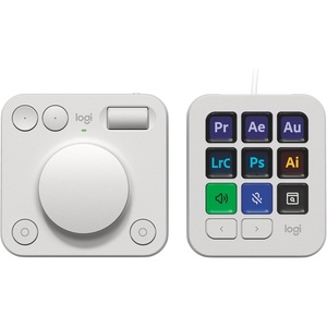 Logitech MX Creative Console, 9 Customizable LCD Keys, Stream Deck Accessories,Connectivity Technology USB-C, Control Dial for Graphic Design, Zoom, Spotify – Graphite, 3-Month Adobe Cloud Membership(Pale Grey)