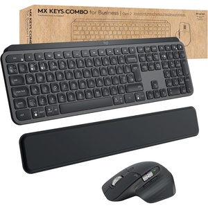 Logitech MX Keys Combo for Business | Gen 2. Designed for Business. Wireless Keyboard and Mouse with Wrist Rest, QWERTY Spanish – Grey