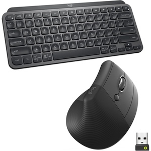 Logitech MX Keys Mini Keyboard and Lift Vertical Ergonomic Mouse Combo – Wireless, Backlit Keys, Bluetooth or Logi Bolt USB receiver, Quiet, Windows/macOS/iPadOS, Laptop, PC – Graphite