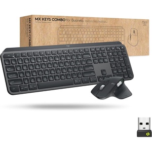 Logitech MX Keys & MX Master 3 Mouse for Business Combo, Wireless, Ergonomic, Secured Logi Bolt Technology, Bluetooth, Globally Certified, Windows/Mac/Chrome/Linux – Graphite