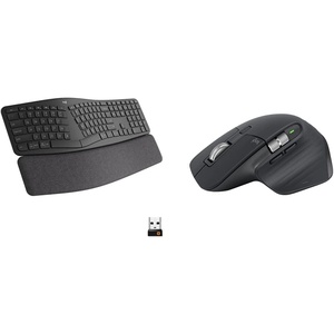 Logitech MX Master 3S Wireless Mouse and Ergo K860 Split Ergonomic Keyboard – Quieter Clicks, Faster Scrolling, Adjustable Palm Lift