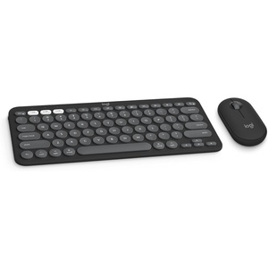 Logitech Pebble 2 Combo for Mac, Wireless Keyboard and Mouse, Slim, Quiet and Portable, Customizable, Bluetooth Mouse and Keyboard, Easy-Switch, for macOS, iPadOS – Tonal Blue(Tonal Graphite)