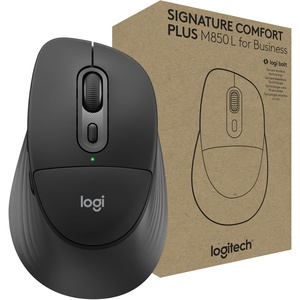 Logitech Signature Comfort Plus M850 L for Business, Wireless Mouse, Sculpted Design with Palm Cushion, Silent Clicks, Secure Receiver/Bluetooth, Windows/Mac/ChromeOS/Linux/iPadOS – Graphite