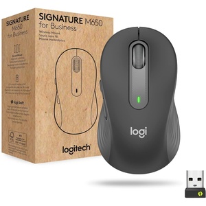 Logitech Signature M650 for Business Wireless Mouse, for Small to Medium Sized Hands, Logi Bolt, Bluetooth, SmartWheel – Graphite(Medium)
