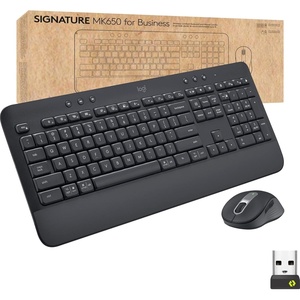 Logitech Signature MK650 Combo for Business, Wireless Mouse and Keyboard, Logi Bolt, Bluetooth, SmartWheel, Globally Certified, Windows/Mac/Chrome/Linux – Graphite, Pack of 4
