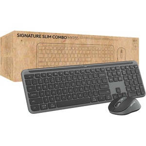 Logitech Signature Slim MK955 for Business Wireless Keyboard and Mouse Combo, Quiet Typing, Secure Receiver, Bluetooth, Globally Certified, Windows/Mac/Chrome/Linux – Graphite((Pack of 4))