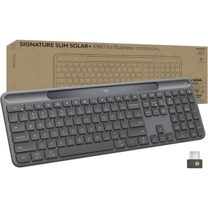 Logitech Signature Slim Solar+ Wireless Bluetooth Keyboard K980 for Business, Quiet Typing, Secure Receiver, Windows, Mac – Graphite(Keyboard)