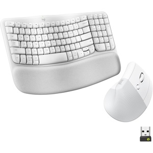 Logitech Wave Keys & Lift Vertical Mouse – Ergonomic Wireless Keyboard and Mouse Combo – with Cushioned Palm Rest, Easy-Switch, Bluetooth, for Multi-OS, Windows/Mac – Off-White(Off White)