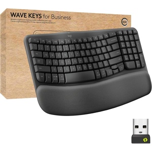 Logitech Wave Keys for Business, Wireless Ergonomic Keyboard with Cushioned Palm Rest, Secure Logi Bolt Technology, Bluetooth, Compatible with Windows/Mac/Chrome/Linux – Graphite