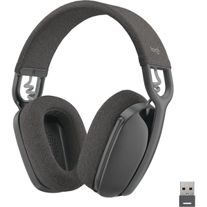 Logitech Zone Vibe 125 Wireless Headphones with Noise-Canceling Microphone, Bluetooth, USB-A Receiver; Works with Zoom, Google Voice, Google Meet, Mac/PC – Graphite