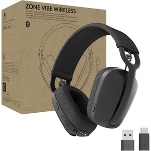 Logitech Zone Vibe Wireless Bluetooth Headphones with Noise Canceling Microphone, USB-A, USB-C, for Google Meet, Google Voice, Zoom, Mac/PC(One Size)