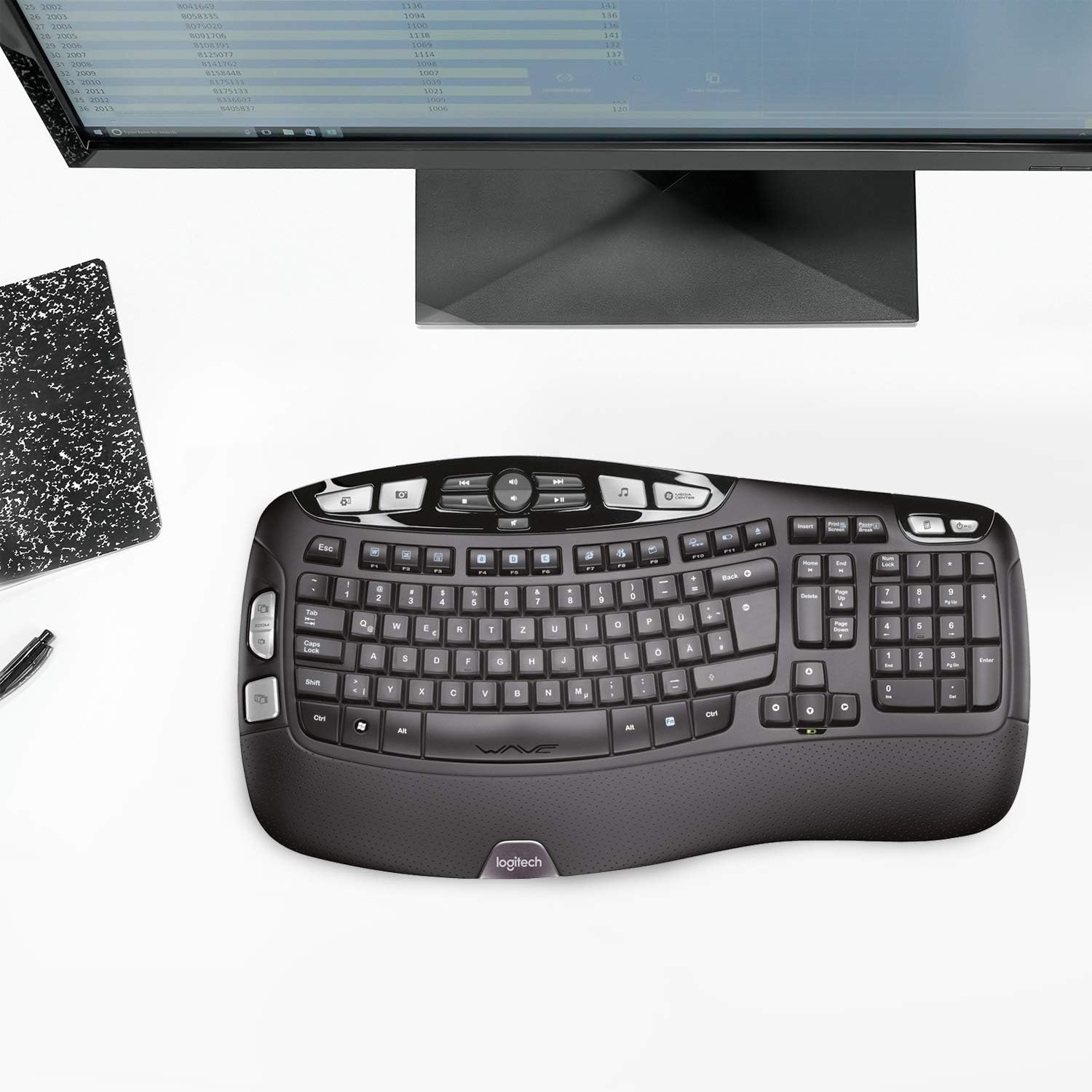 image:imageLogitech K350 Keyboard Wireless Connectivity RF Black USB Interface Renewed