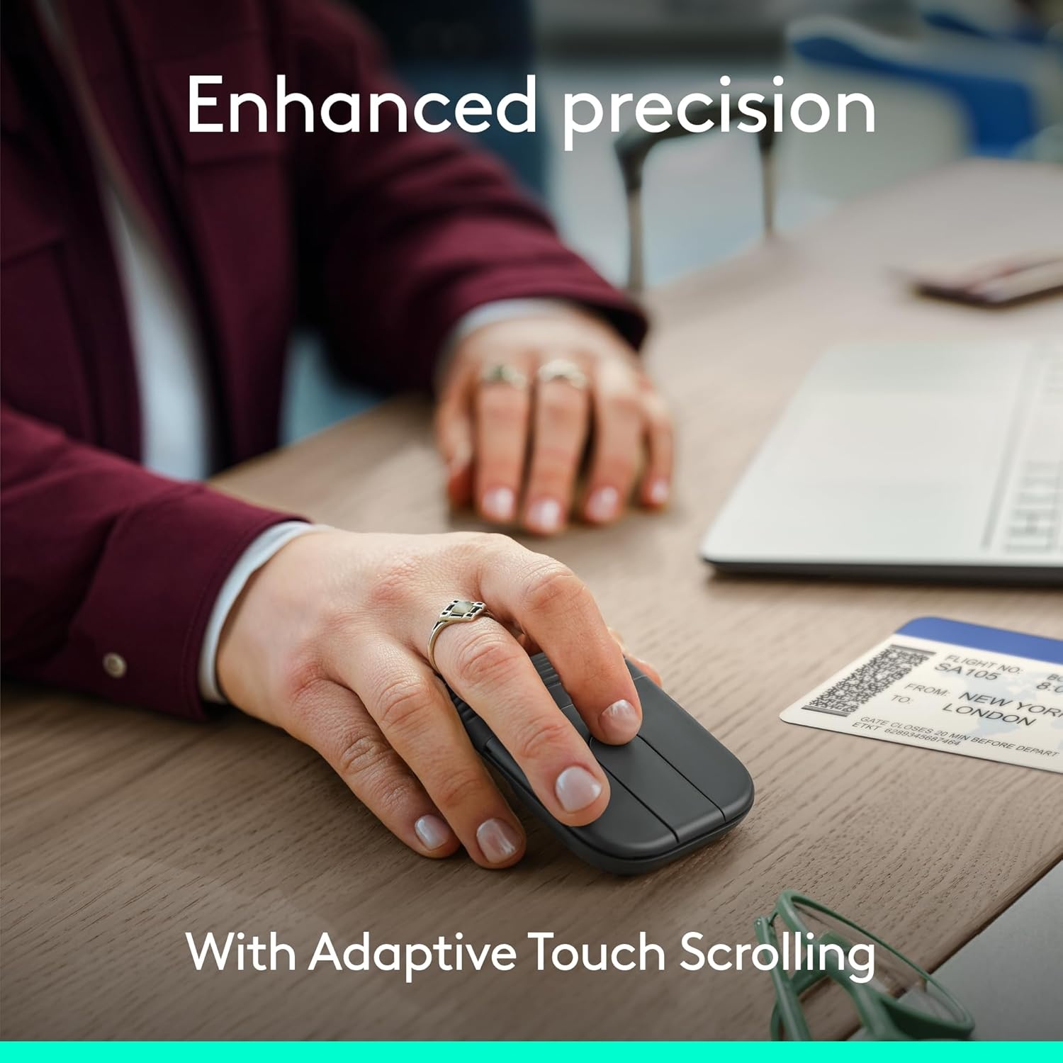 image:imageLogitech Mobi Fold for Business Foldable Wireless Mouse with Touch Scroll Quiet Clicks 4K DPI Logi Bolt Receiver Bluetooth Fast Pair Works with Chromebook PC Mac Graphite