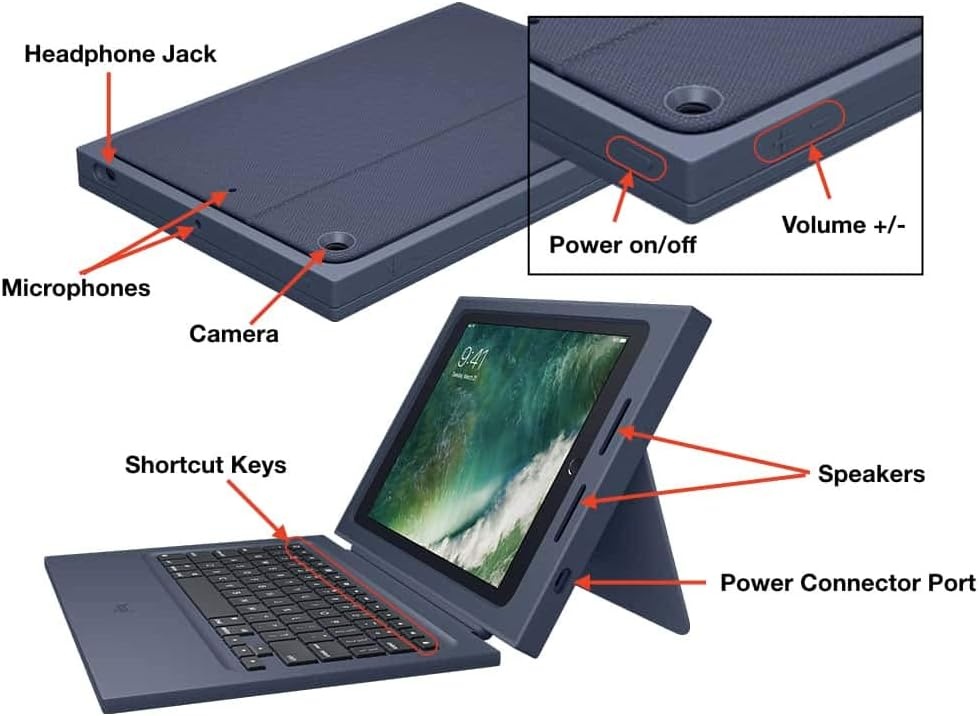 image:imageLogitech Rugged Protection Combo Keyboard and Folio Case for iPad 97 5th Gen 6th Gen Bulk Packaging Navy Blue