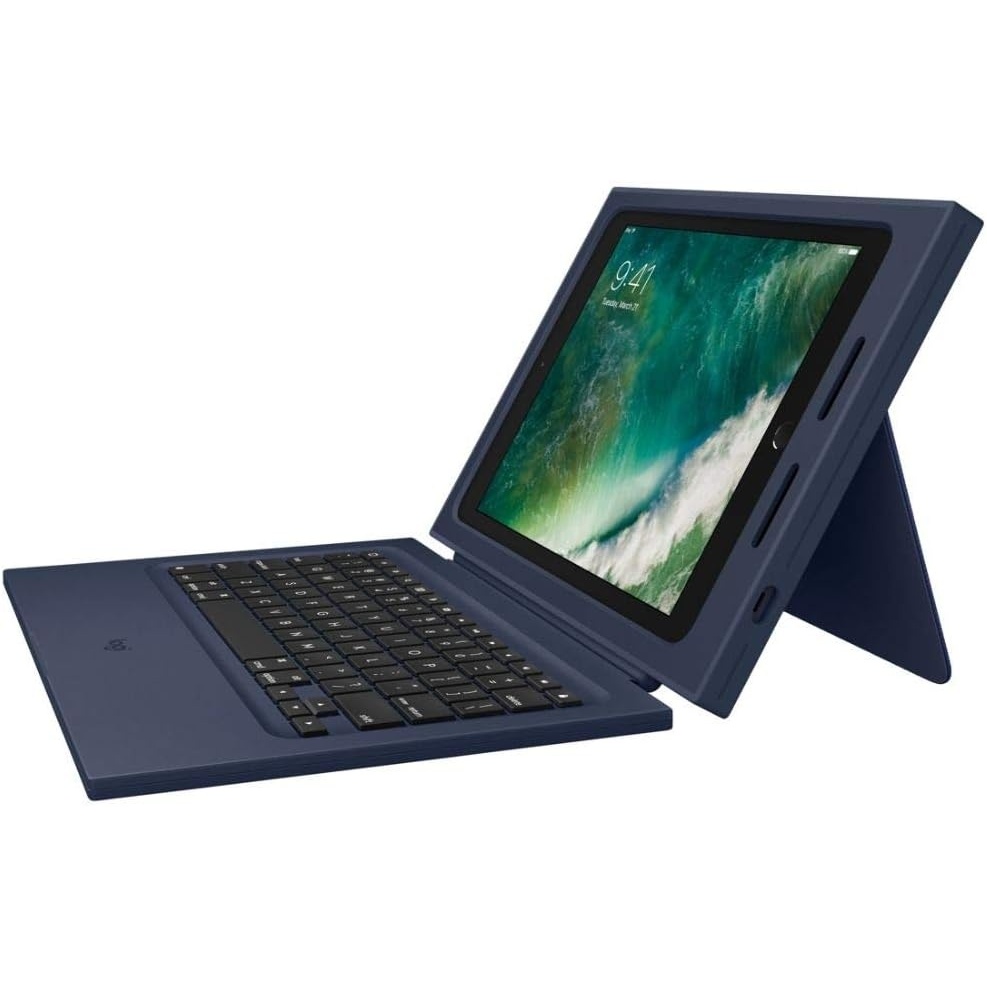 image:imageLogitech Rugged Protection Combo Keyboard and Folio Case for iPad 97 5th Gen 6th Gen Bulk Packaging Navy Blue