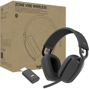 Logitech Zone Vibe Wireless Bluetooth Headphones with Noise Canceling Microphone, USB-A, USB-C, for Google Meet, Google Voice, Zoom, Mac/PC (Renewed)