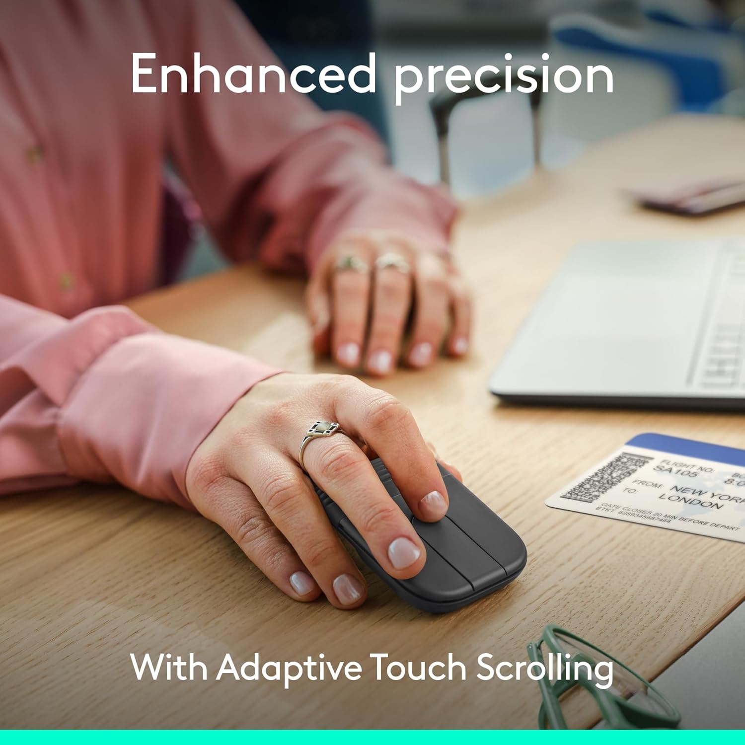image:imageLogitech Mobi Fold Foldable Wireless Mouse with Touch Scroll Quiet Clicks 4K DPI Bluetooth Fast Pair Works with Chromebook PC Mac LilacGraphite