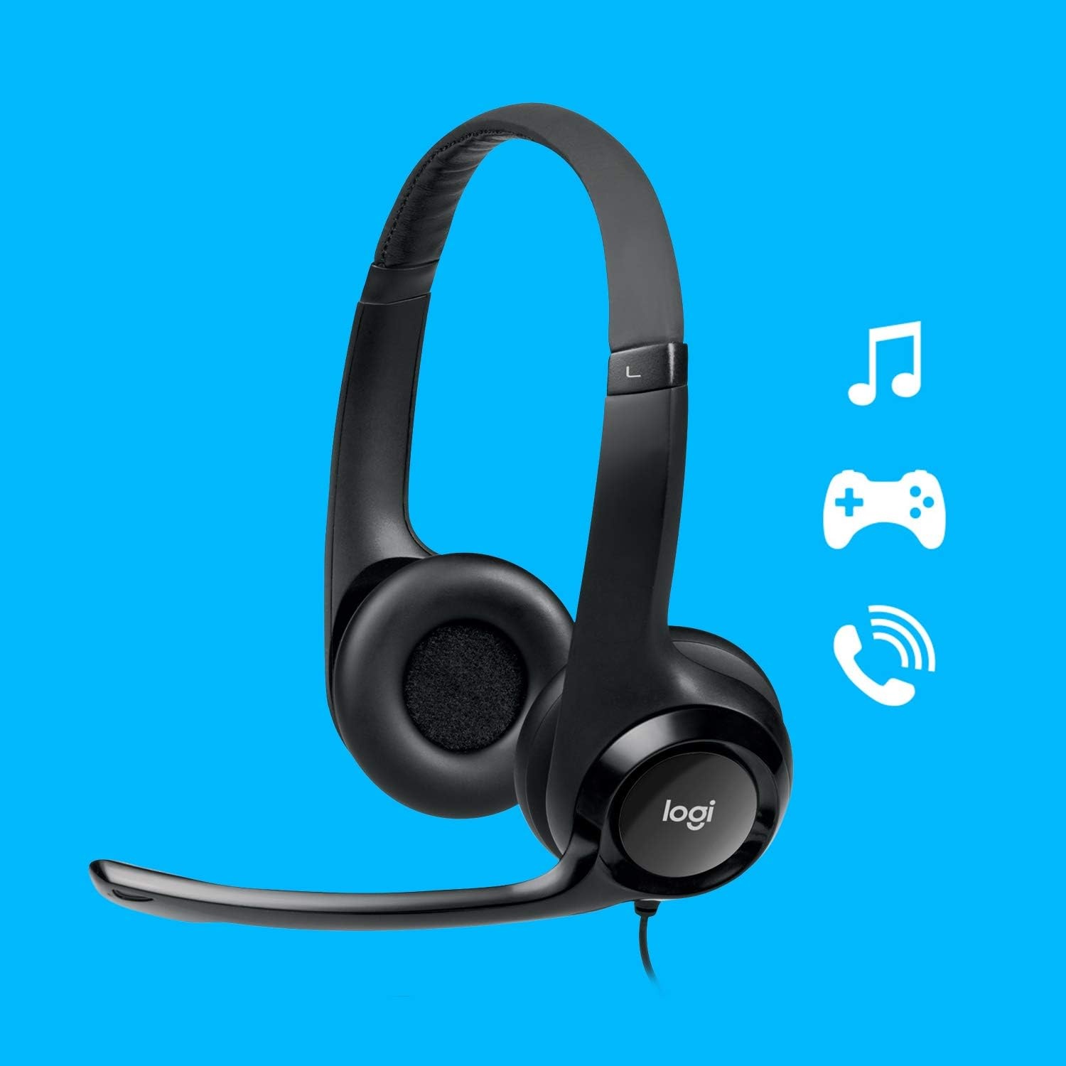 image:imageLogitech USB Headset H390 with Noise Cancelling Microphone Includes Headphone Cleaner with Microfiber Cleaning Cloth Bundle
