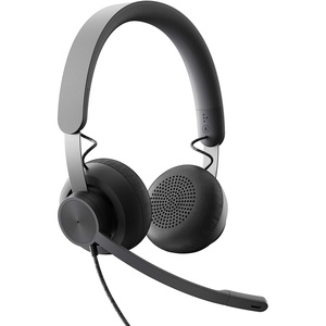 Logitech Zone Wired Noise Cancelling Headset USB-C Adapter – Black | Silicone head cushion, memory-foam ear pads, inline controller, flip-to-mute mic, travel bag, certified for Teams and Zoom(One Size)